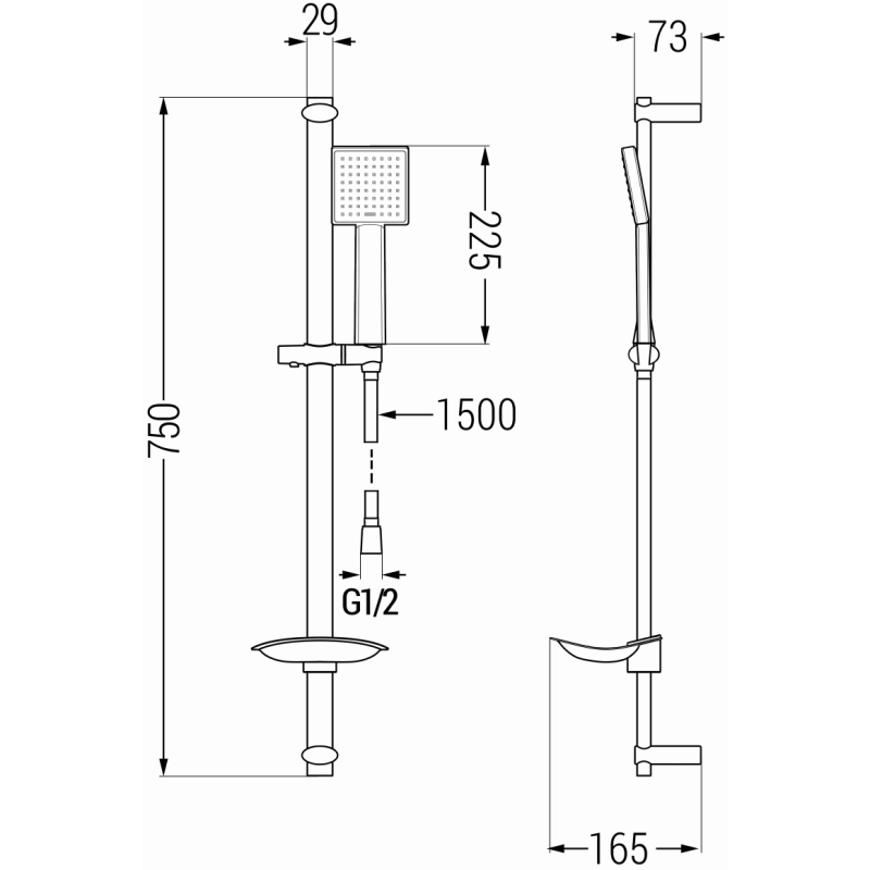 Mexen DB45 csúszó zuhanykészlet, fekete - 785454584-70