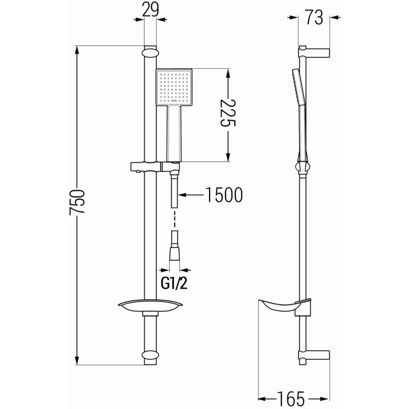 Mexen DB45 set duș glisant, negru - 785454584-70