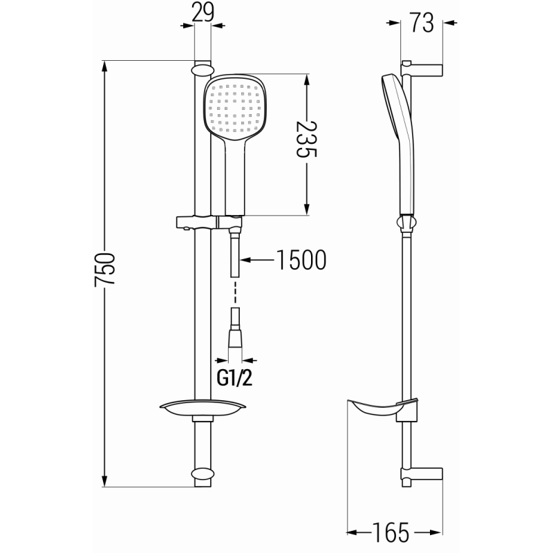 Mexen DB33 set de duș glisant, negru - 785334584-70