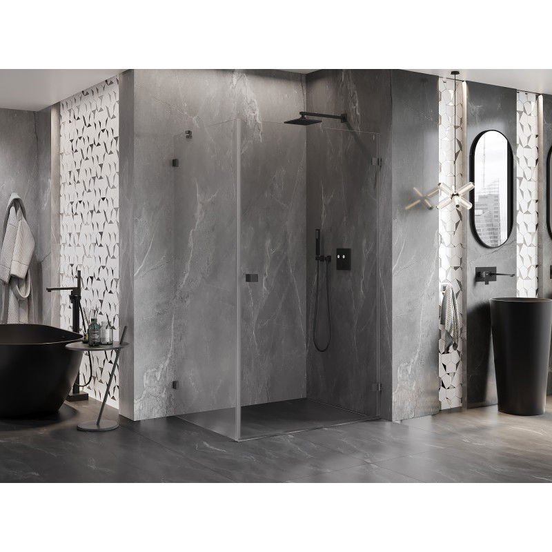 Mexen Lunar-B cabină de duș cu balamale dreapta 100 x 70 cm, transparentă, gri metalizat periat - 832-100-070-66-00-P