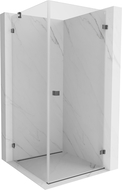 Cabină de duș cu ușă batantă dreaptă Mexen Lunar-B 90 x 90 cm, transparent, gri armat periat - 832-090-090-66-00-P