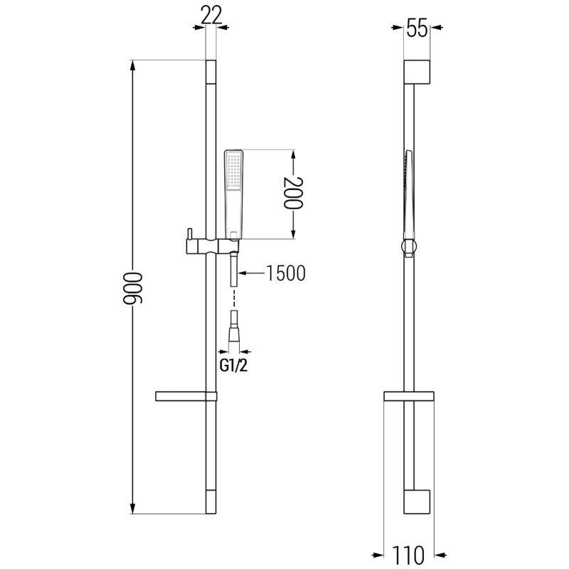 Mexen DS72 set de duș cu bară glisantă, crom - 785724583-00