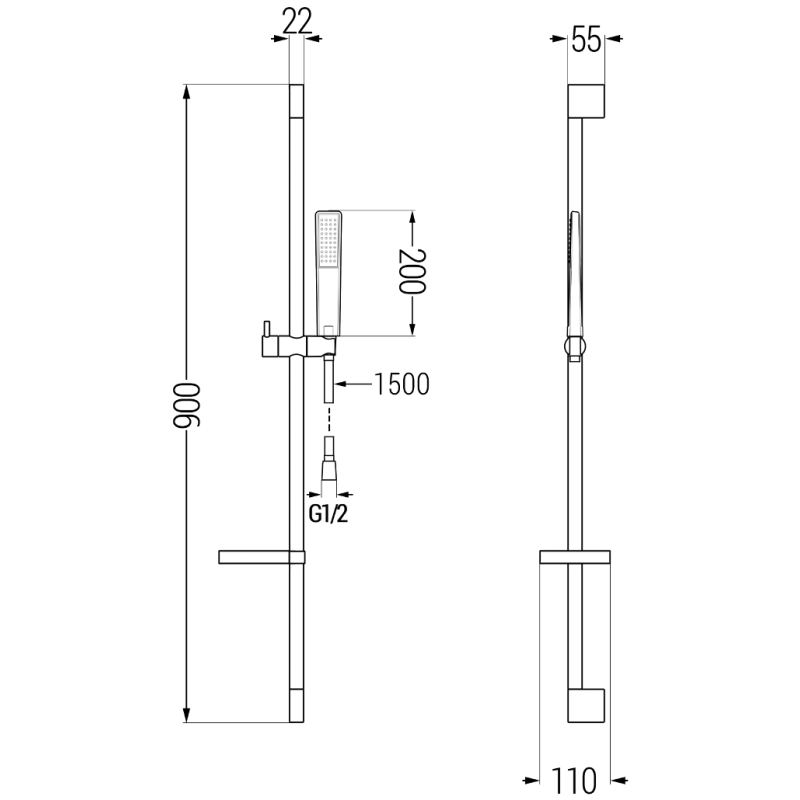 Mexen DS72 set de duș glisant, crom - 785724583-00