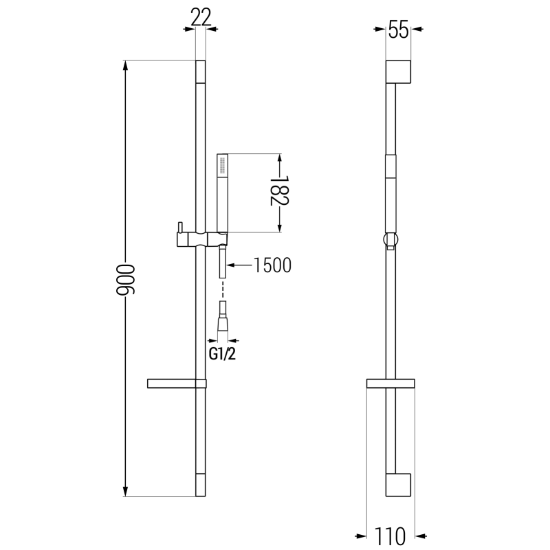 Mexen DS70 csúszó fekete zuhanykészlet - 785704583-70