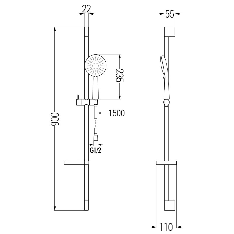 Mexen DS67 set de duș glisant, cromat - 785674583-00