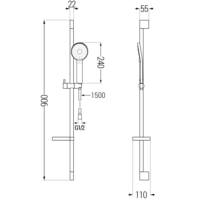 Mexen DS40 csúsztatható fekete zuhanyszett - 785404583-70