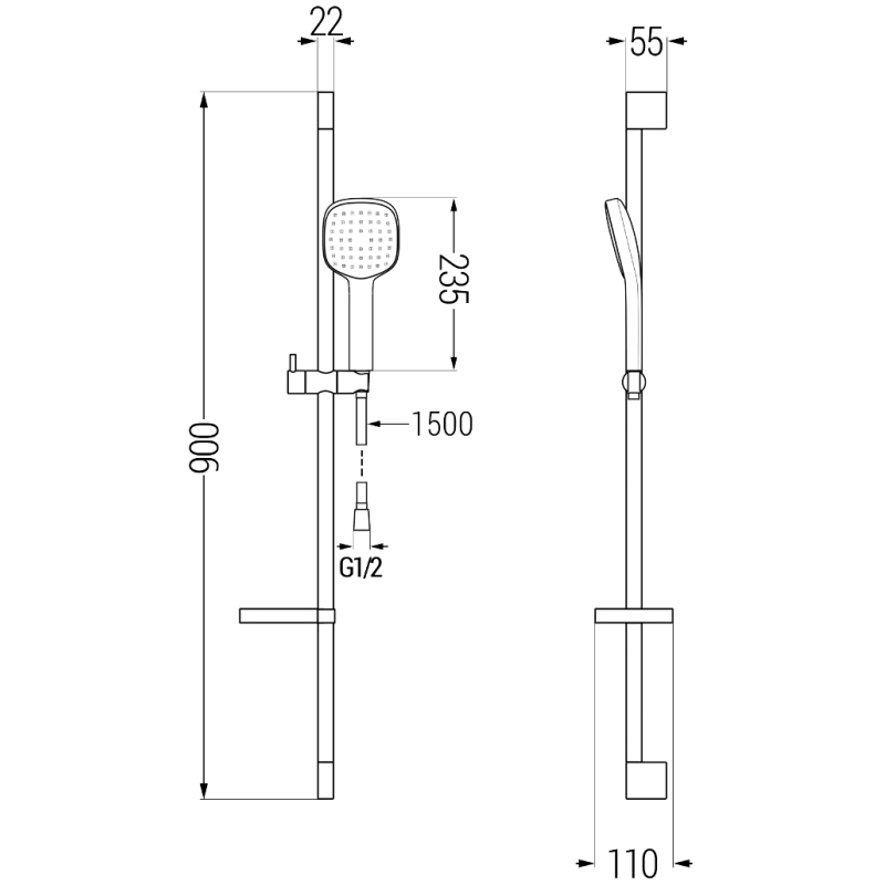Mexen DS33 fekete, tolható zuhanykészlet - 785334583-70