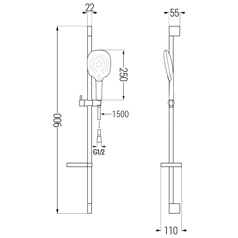 Mexen DS22 tolható zuhanykészlet, króm - 785224583-00