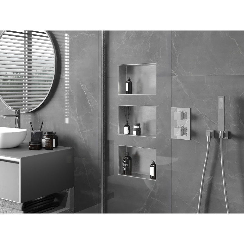 Mexen X-Wall-NR süllyesztett polc perem nélkül 30 x 20 cm, inox - 1911302010