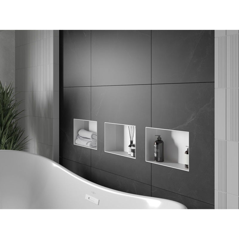 Mexen X-Wall-NR raft încastrat fără flanșă 30 x 20 cm, alb - 1921302010