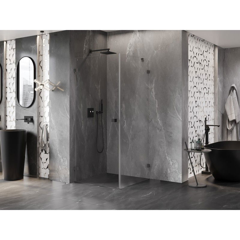 Mexen Lunar-B cabină de duș cu sticlă batantă stânga 100 x 100 cm, transparentă, metal armat - 832-100-100-95-00-L