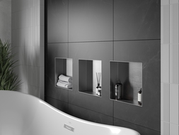 Mexen X-Wall-NR perem nélküli falba süllyesztett polc 30 x 30 cm, inox - 1911303010