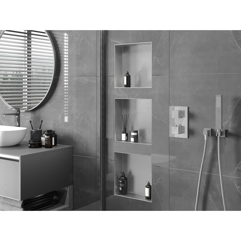 Mexen X-Wall-NR perem nélküli fülkepolc 30 x 30 cm, inox - 1911303010