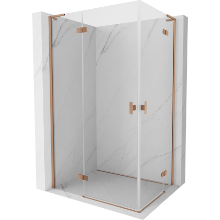 Mexen Mist-H L Duo 70 x 90 cm-es nyíló zuhanykabin, átlátszó, csiszolt réz - 8A5L-070L-090P-65-00