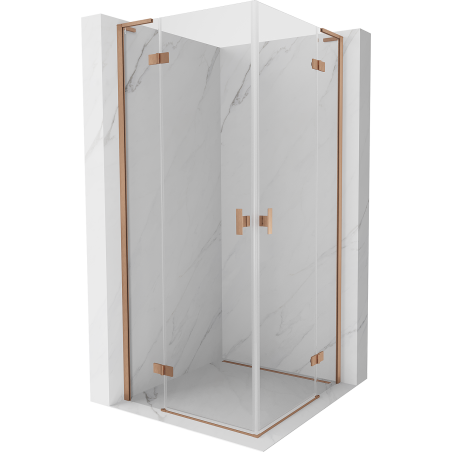 Mexen Mist-H L Duo 95 x 95 cm-es, átlátszó, csiszolt réz zuhanykabin - 8A5L-095L-095P-65-00