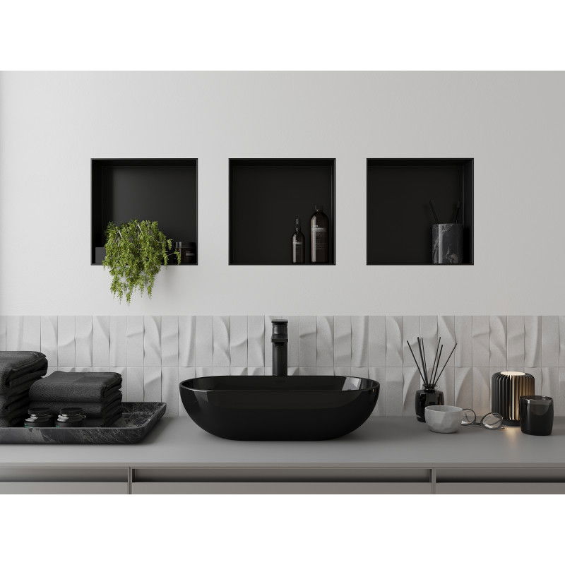 Mexen X-Wall-NR süllyesztett polc perem nélkül 30 x 30 cm, fekete - 1971303010