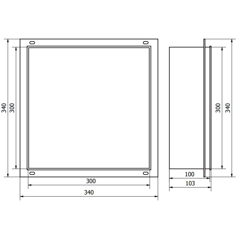 Mexen X-Wall-NR fülke nélküli polc 30 x 30 cm, inox - 1911303010