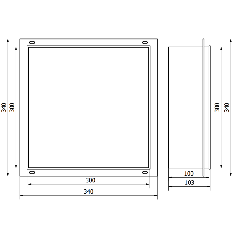 Mexen X-Wall-NR süllyesztett polc perem nélkül 30 x 30 cm, arany ecsetelt - 1951303010