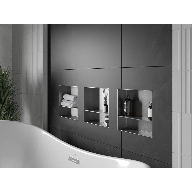 Mexen X-Wall-NR raft încastrat fără bordură cu raft 30 x 30 cm, inox - 1911303010S