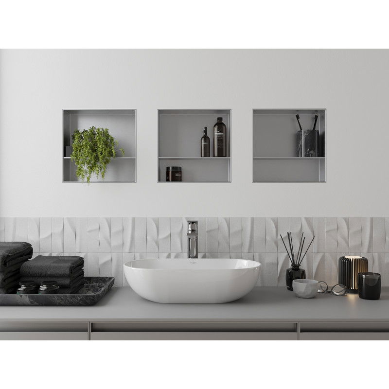 Mexen X-Wall-NR falc nélküli süllyesztett polc 30 x 30 cm, inox - 1911303010S