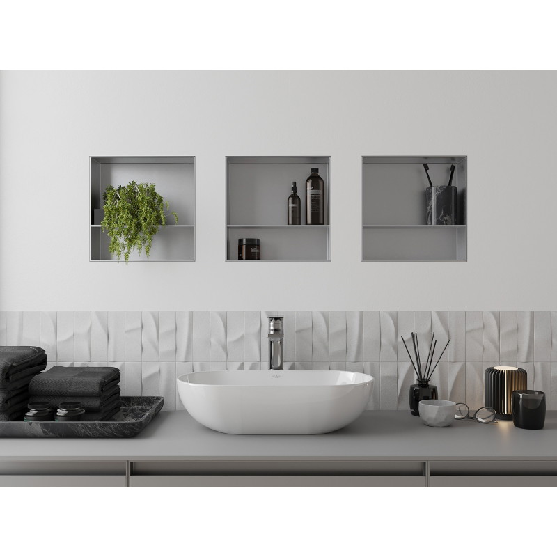 Mexen X-Wall-NR raft de nișă fără flanșă cu raft 30 x 30 cm, inox - 1911303010S