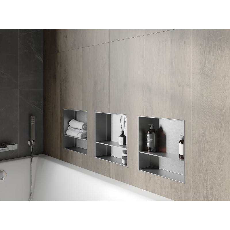 Mexen X-Wall-NR raft de nișă fără flanșă cu raft 30 x 30 cm, inox - 1911303010S