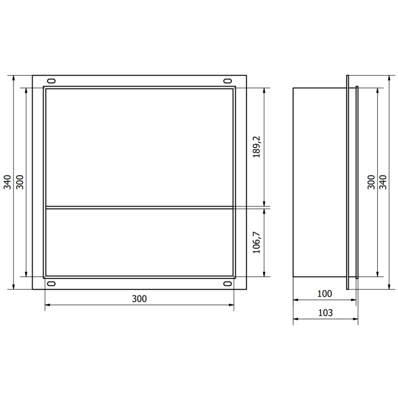 Mexen X-Wall-NR karimás nélküli fali polc, 30 x 30 cm, inox - 1911303010S