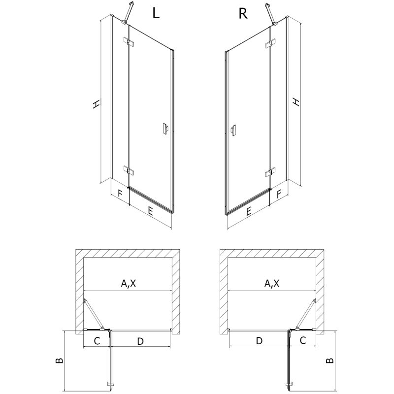 Mexen Mist-H ușă de duș batantă dreapta 70 cm, transparent, cupru periat - 8A5-070-000-65-00-P