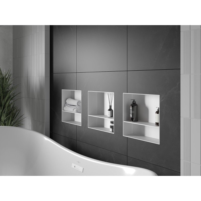 Mexen X-Wall-NR etajeră încastrată fără coloană cu etajeră 30 x 30 cm, albă - 1921303010S