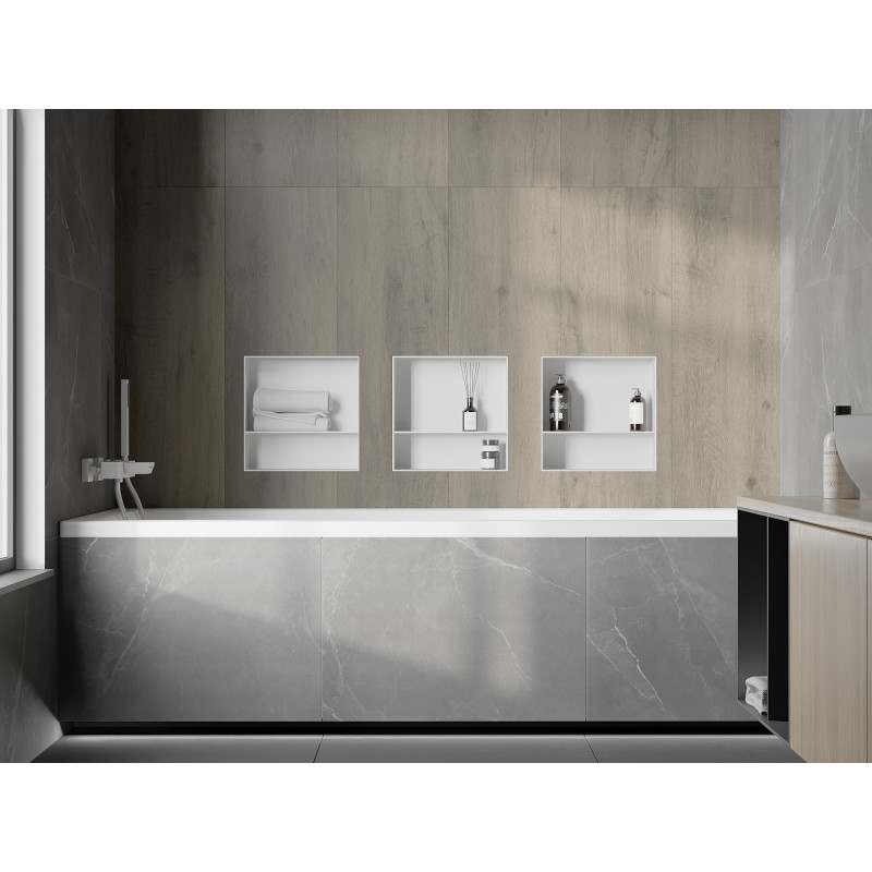 Mexen X-Wall-NR etajeră încastrată fără coloană cu etajeră 30 x 30 cm, albă - 1921303010S
