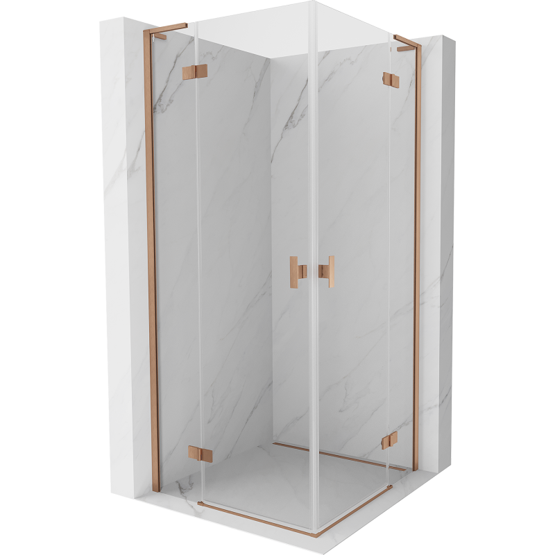 Mexen Mist-H L Duo nyíló zuhanykabin 120 x 120 cm, átlátszó, kefélt réz - 8A5L-120L-120P-65-00