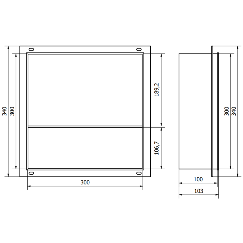 Mexen X-Wall-NR raft încastrat fără margine cu policioară 30 x 30 cm, auriu periat - 1951303010S