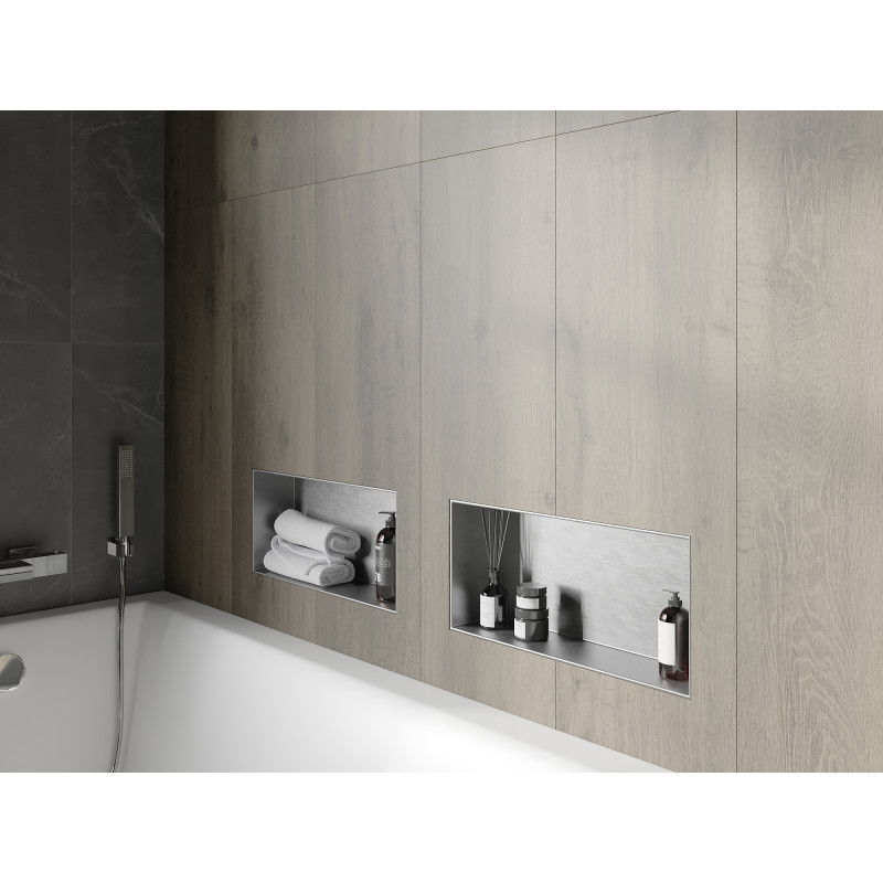 Mexen X-Wall-NR bemélyített polc perem nélkül, 45 x 20 cm, inox - 1911452010