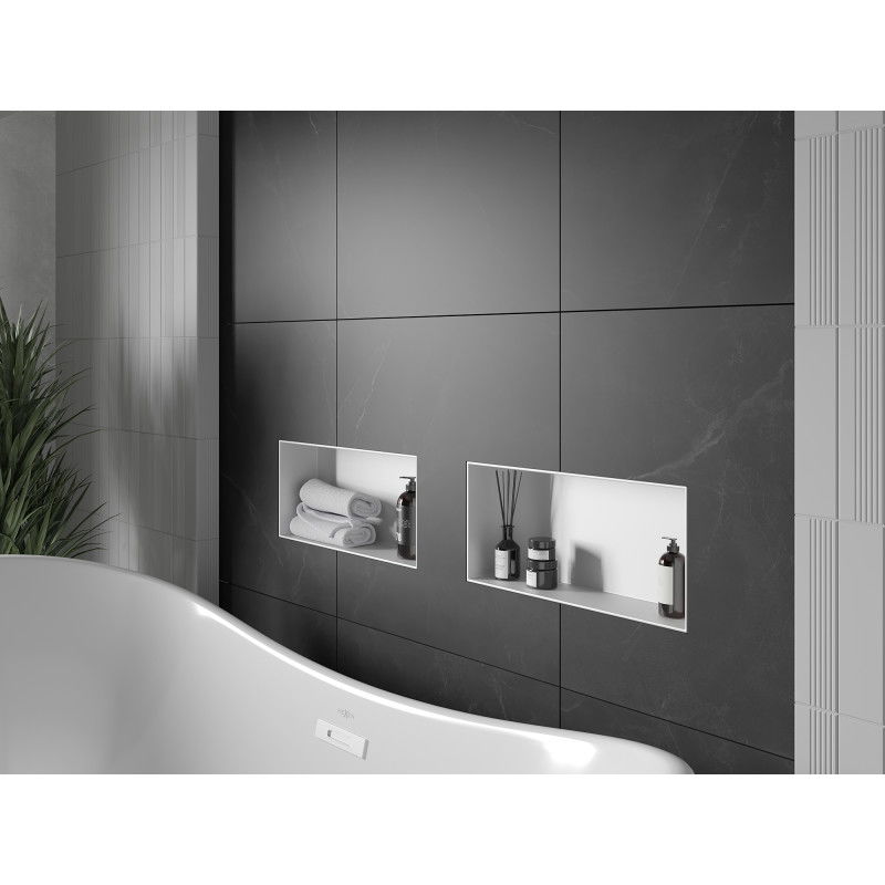 Mexen X-Wall-NR raft încastrat fără flanșă 45 x 20 cm, alb - 1921452010