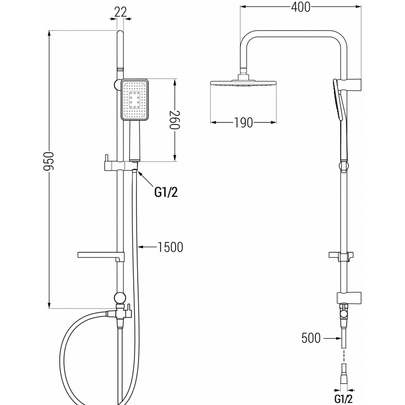 Mexen X54 zuhanyoszlop, fekete/króm - 798545491-71