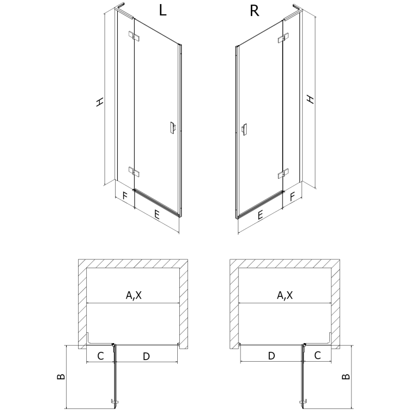 Mexen Mist-H L ușă de duș batantă stânga 115 cm, transparent, negru - 8A5L-115-000-70-00-L