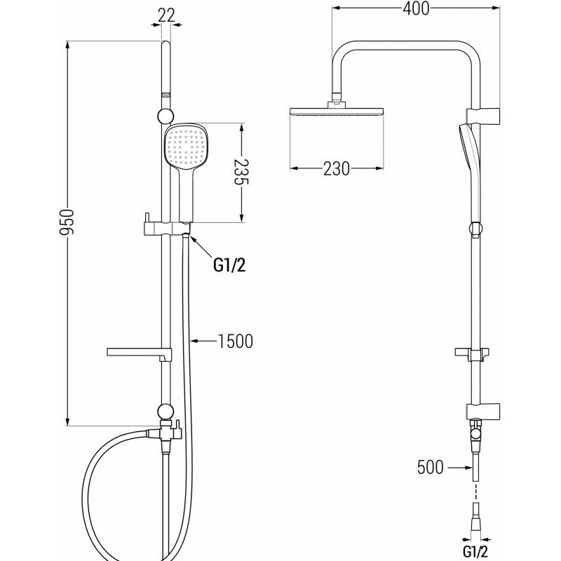 Mexen X33 coloană de duș, albă/crom - 798333391-21