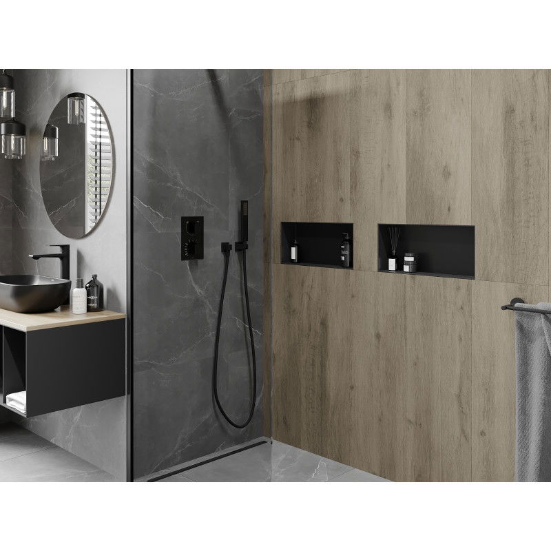 Mexen X-Wall-NR raft încastrat fără flanșă 45 x 20 cm, negru - 1971452010