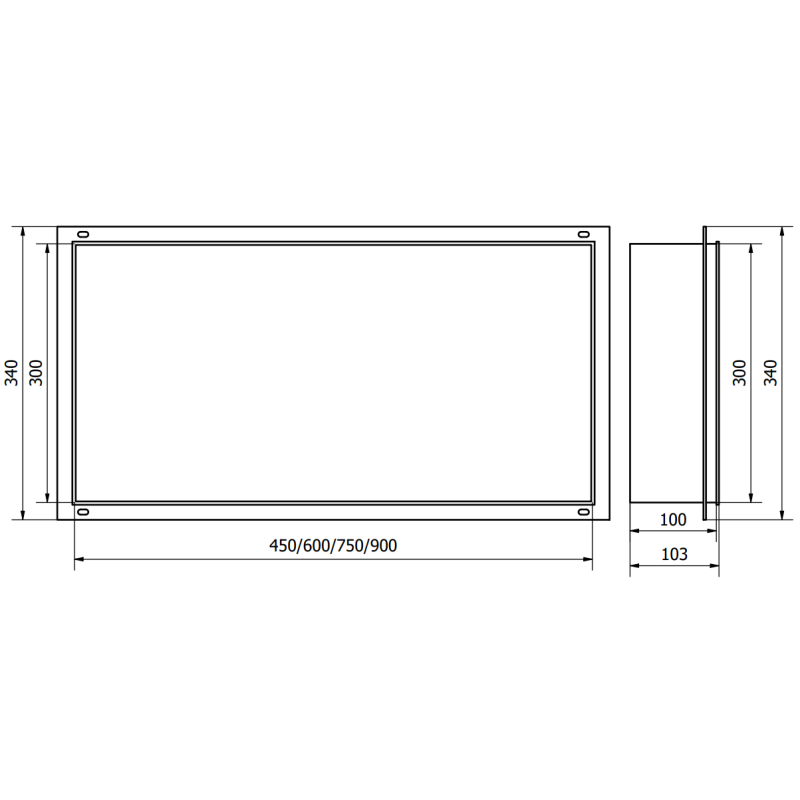 Mexen X-Wall-NR poliță de perete fără ramă 45 x 30 cm, inox - 1911453010