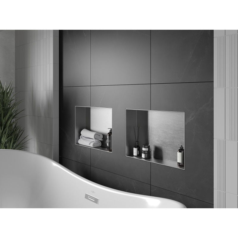 Mexen X-Wall-NR süllyesztett polc karima nélkül 45 x 30 cm, inox - 1911453010