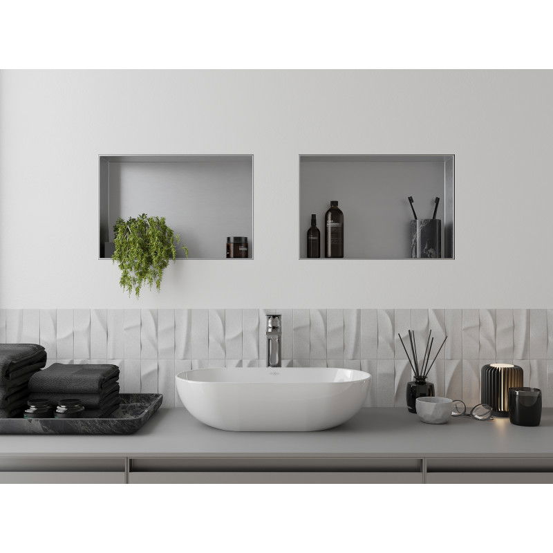 Mexen X-Wall-NR süllyesztett polc karima nélkül 45 x 30 cm, inox - 1911453010