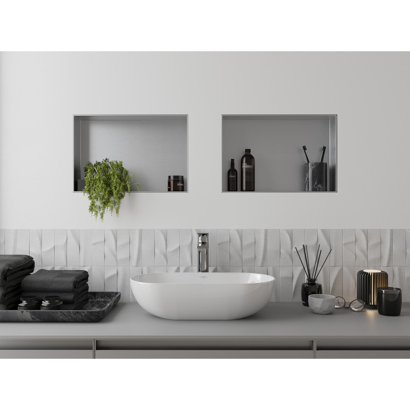 Mexen X-Wall-NR szegély nélküli faliszekrény 45 x 30 cm, inox - 1911453010