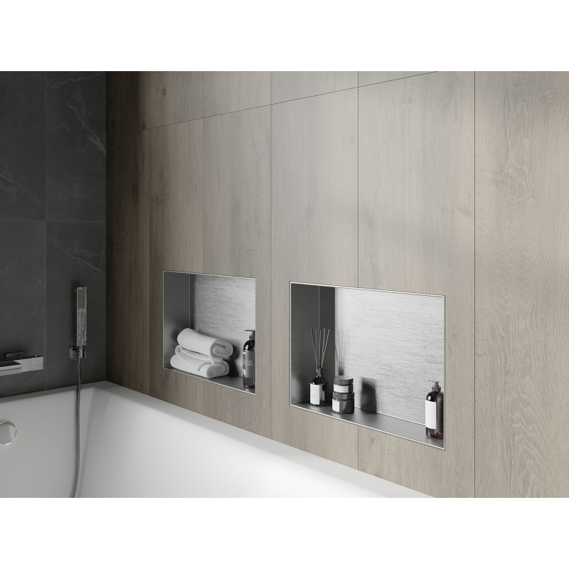 Mexen X-Wall-NR szegély nélküli faliszekrény 45 x 30 cm, inox - 1911453010