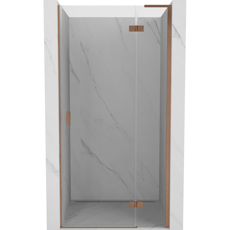 Mexen Mist-H L jobbos zuhanyajtó, jobbos, 105 cm, áttetsző, csiszolt réz - 8A5L-105-000-65-00-P