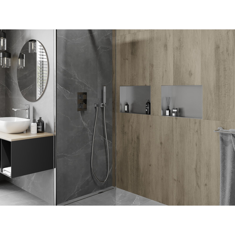 Mexen X-Wall-NR szegély nélküli faliszekrény 45 x 30 cm, inox - 1911453010