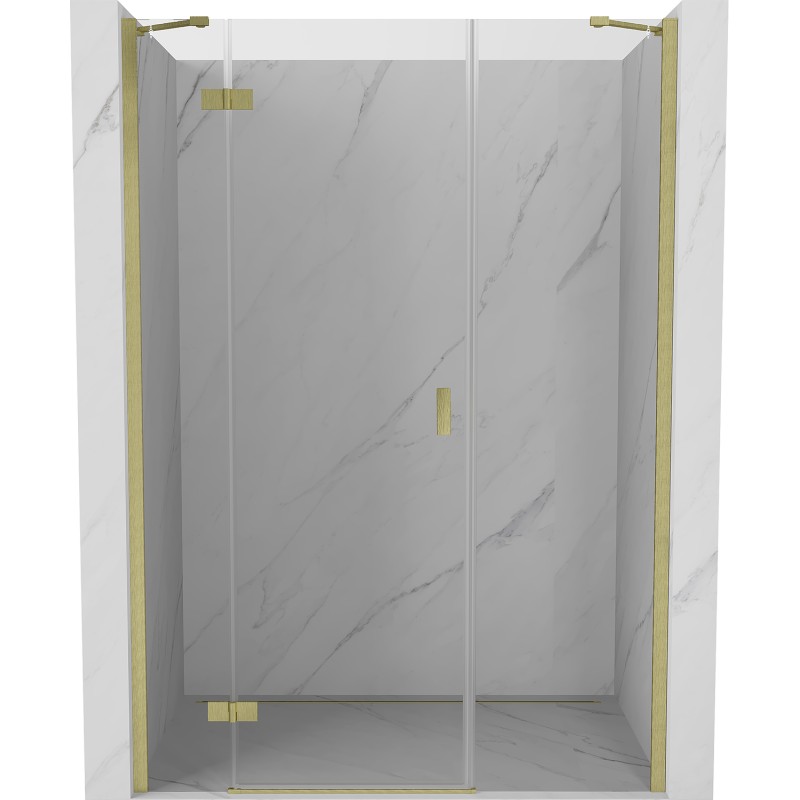Mexen Mist-H uși de duș batante stânga 155 cm, transparent, aurie periată - 8A5-155-001-55-00-L