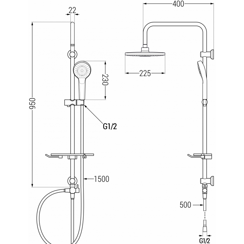 Mexen T05 coloană de duș, aurie/albă - 798050593-50