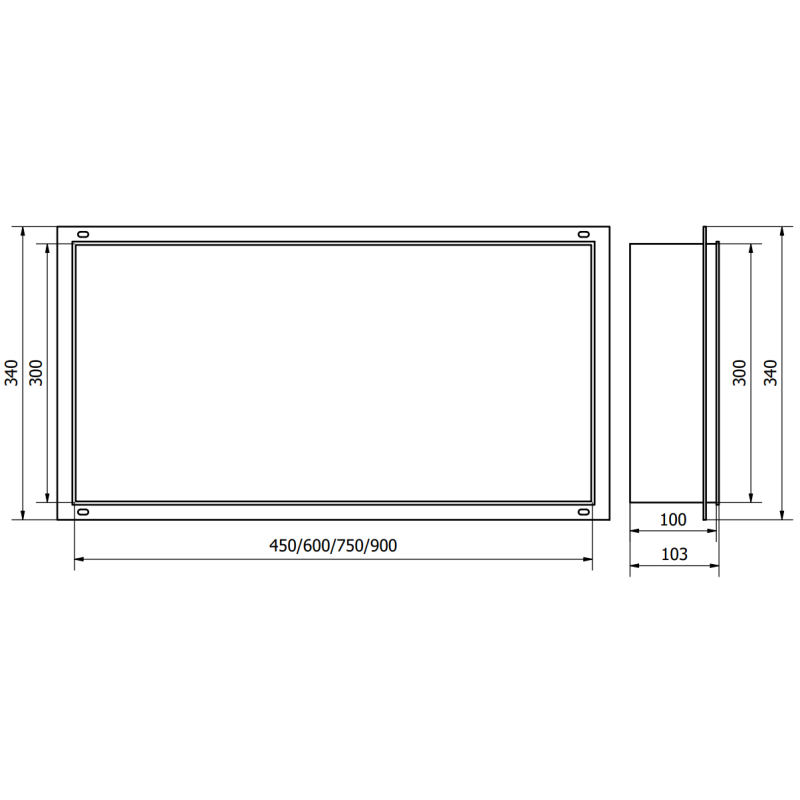 Mexen X-Wall-NR etajeră încastrată fără flanșă 60 x 30 cm, inox - 1911603010