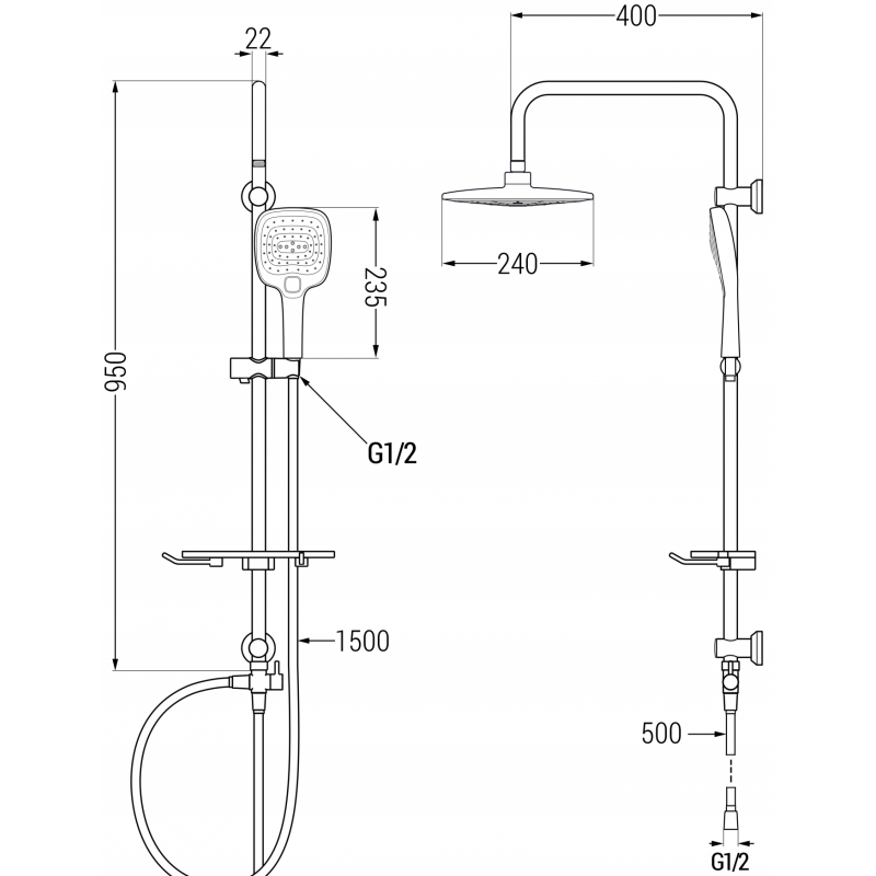 Mexen T17 zuhanyoszlop, króm - 798171793-00