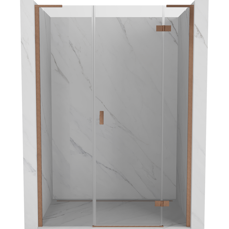 Mexen Mist-H L jobboldali zuhanyajtó 145 cm, átlátszó, kefélt réz - 8A5L-145-001-65-00-P